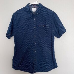 Denim & Flower Ricky Singh Mens Shirt Large Blue Polka Dot Casual Button Up S/S